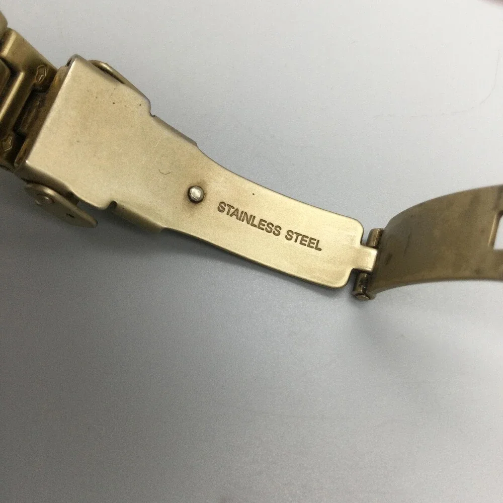 Fossil AM-3859 Womens Watch 25mm White MOP Dial Gold Tone Date New Battery 6